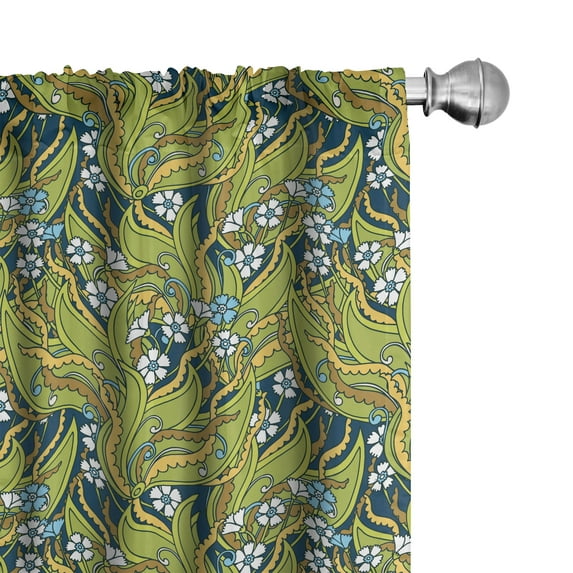 Ambesonne Floral Curtains, Large Leaves Jungle, Pair of 28"x63", Multicolor