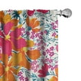 thumbnail image 1 of Ambesonne Floral Curtains, Leafy Flowers Print Spring, Pair of 28"x95", Hot Pink Vermilion, 1 of 5
