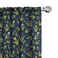 thumbnail image 1 of Ambesonne Floral Curtains, Leaves and Tulip Flowers, Pair of 28"x95", Dark Night Blue Green, 1 of 5