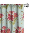 thumbnail image 1 of Ambesonne Floral Curtains, Lily Flowers Botanic Retro, Pair of 28"x84", Ruby Pale Mint Green, 1 of 5