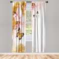 thumbnail image 1 of Ambesonne Floral Curtains, Lily on Water Butterflies, Pair of 28"x95", Mustard Rose, 1 of 2