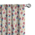 thumbnail image 1 of Ambesonne Floral Curtains, Little Birds Flowers Moons, Pair of 28"x95", Dark Pink Sea Blue, 1 of 5