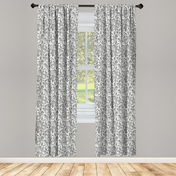Ambesonne Floral Curtains, Medieval Victorian Petals, Pair of 28"x63", Dark Tan