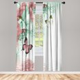 thumbnail image 1 of Ambesonne Floral Curtains, Monarch Butterflies on Lily, Pair of 28"x84", Pale Rust, 1 of 2