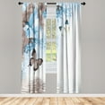 thumbnail image 1 of Ambesonne Floral Curtains, Monarch Butterflies on Lily, Pair of 28"x84", Warm Taupe, 1 of 2