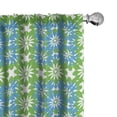 thumbnail image 1 of Ambesonne Floral Curtains, Monochrome Flowers Repeating, Pair of 28"x95", Lime Green Deep Sky Blue, 1 of 5
