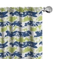 thumbnail image 1 of Ambesonne Floral Curtains, Nature Bloom Silhouette, Pair of 28"x63", Apple Green Navy Blue, 1 of 5