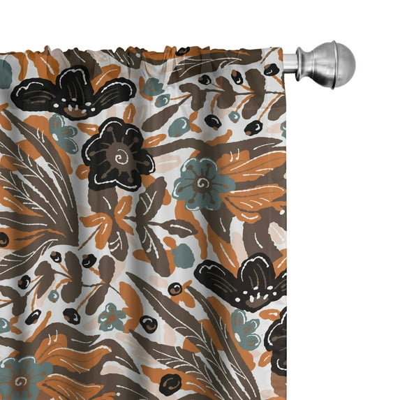 Ambesonne Floral Curtains, Nature Flower Botanical Plot, Pair of 28"x95", Pale Redwood Ginger