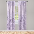 thumbnail image 1 of Ambesonne Floral Curtains, Nature Inspired Leaf Print, Pair of 28"x84", Indigo Mauve, 1 of 2