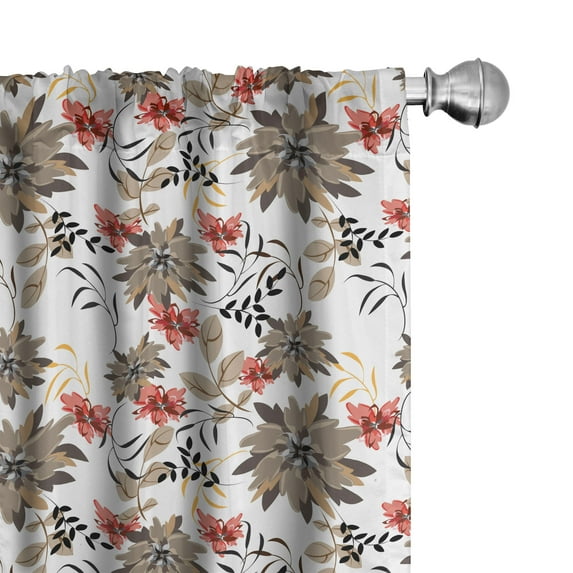 Ambesonne Floral Curtains, Nostalgic Blossoms Art, Pair of 28"x95", Multicolor