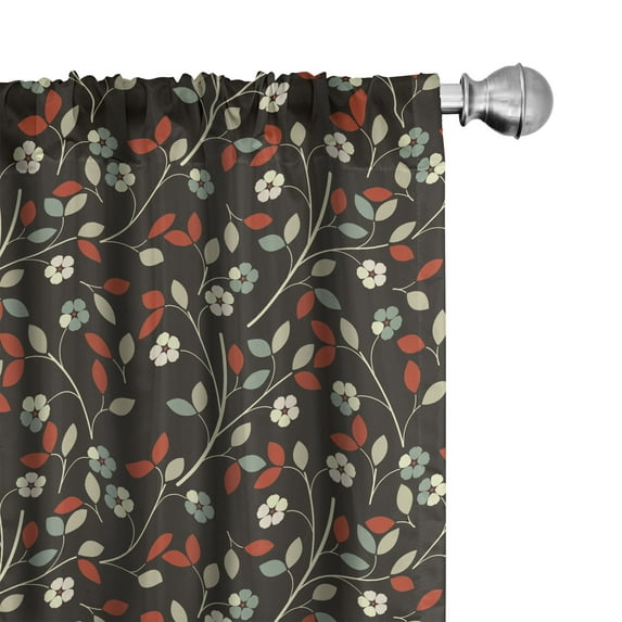 Ambesonne Floral Curtains, Nostalgic Garden Retro, Pair of 28"x63", Multicolor