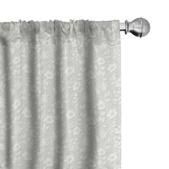 Ambesonne Floral Curtains, Ornamental Modern Art, Pair of 28"x95", Beige White