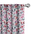 thumbnail image 1 of Ambesonne Floral Curtains, Ornate Swirls Tulip Art, Pair of 28"x95", Pink Teal Red, 1 of 5