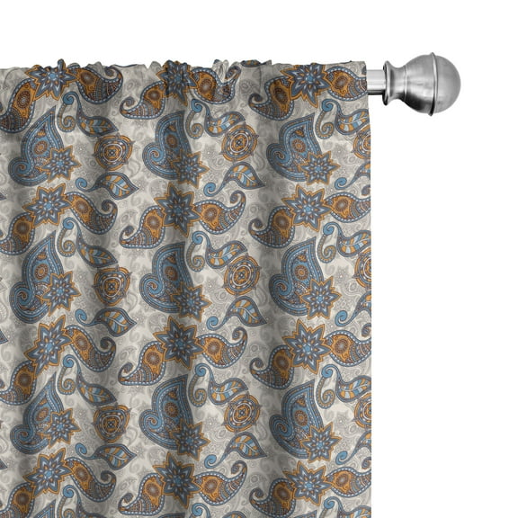 Ambesonne Floral Curtains, Paisley, Pair of 28"x95", Violet Blue Marigold