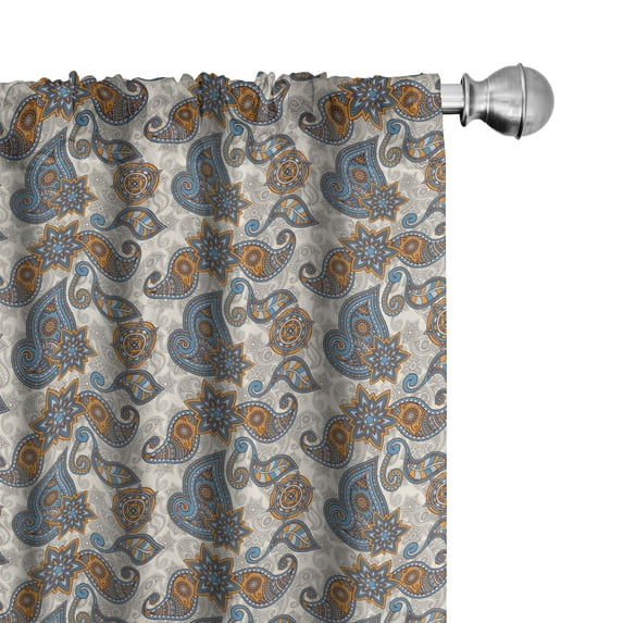 Ambesonne Floral Curtains, Paisley, Pair of 28"x95", Violet Blue Marigold