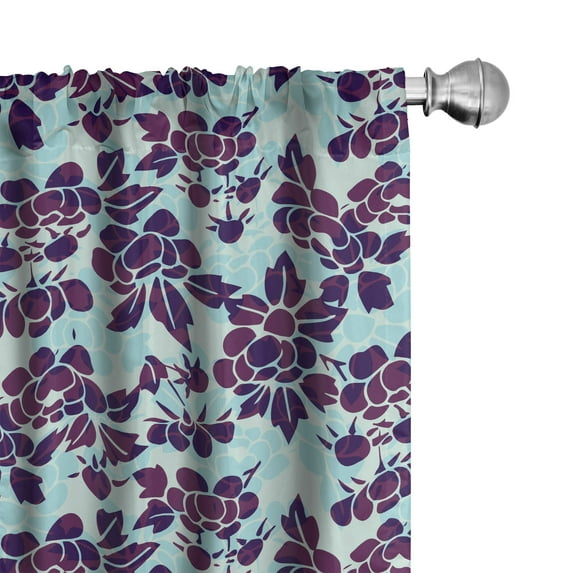 Ambesonne Floral Curtains, Peonies Geometric Design, Pair of 28"x84", Eggplant and Seafoam