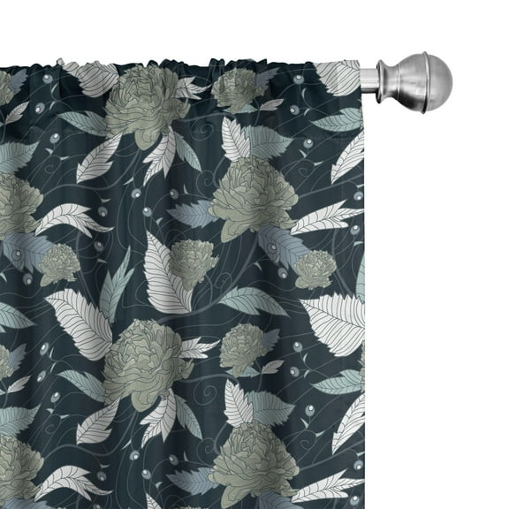 Ambesonne Floral Curtains, Retro Peonies, Pair of 28"x95", Multicolor