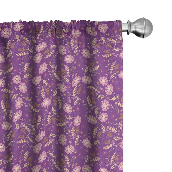 Ambesonne Floral Curtains, Romantic Nature Pattern, Pair of 28"x95", Pale Pink Marigold