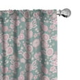 thumbnail image 1 of Ambesonne Floral Curtains, Romantic Pastel Foliage, Pair of 28"x63", Slate Blue Pale Pink, 1 of 5