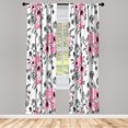 thumbnail image 1 of Ambesonne Floral Curtains, Romantic Rose Flower Rococo, Pair of 28"x95", Pink Black, 1 of 2