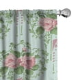 thumbnail image 1 of Ambesonne Floral Curtains, Roses Circles Lines Romantic, Pair of 28"x84", Pale Ruby Peacock Green, 1 of 5