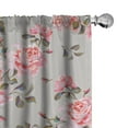 thumbnail image 1 of Ambesonne Floral Curtains, Roses Vintage Garden Art, Pair of 28"x63", Pale Ruby Caramel Fawn, 1 of 5