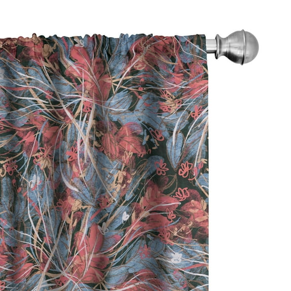 Ambesonne Floral Curtains, Scattered Spring Flowers, Pair of 28"x84", Dried Rose and Ceil Blue
