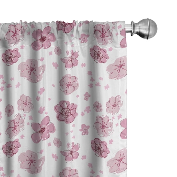 Ambesonne Floral Curtains, Simplistic Vintage Flowers, Pair of 28"x63", Pale Rose White and Blush