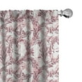 thumbnail image 1 of Ambesonne Floral Curtains, Sketchy Leaves Petals, Pair of 28"x84", Maroon Coral and White, 1 of 5
