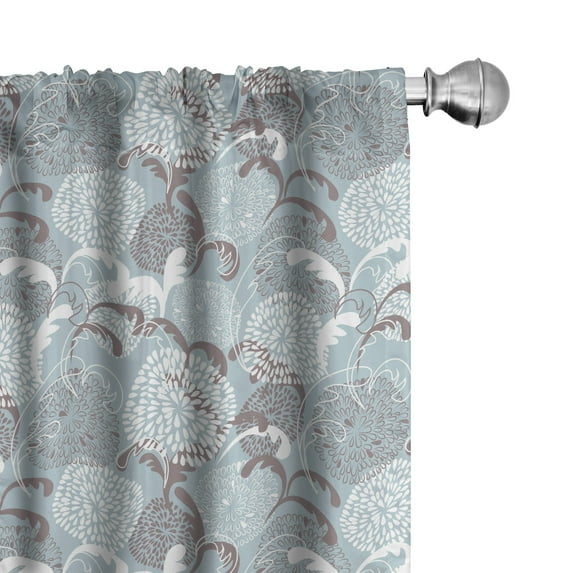 Ambesonne Floral Curtains, Soft Shabby Petals Leaf, Pair of 28"x63", Pale Blue White Taupe