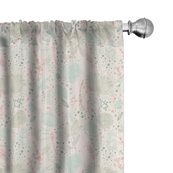 Ambesonne Floral Curtains, Soft Toned Nature Theme, Pair of 28"x84", Pale Green Mint Green