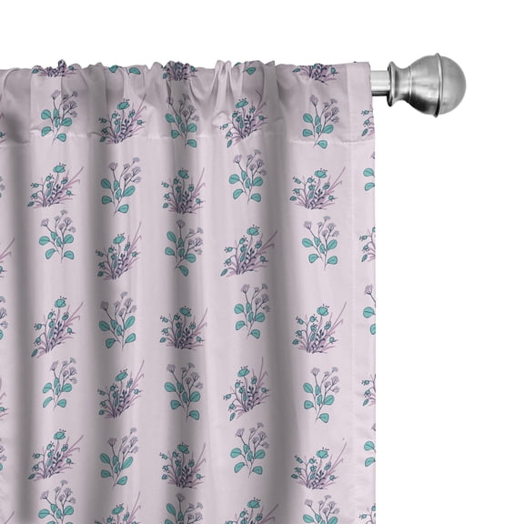 Ambesonne Floral Curtains, Spring Blossoms on Soft Back, Pair of 28"x84", Pale Mauve and Seafoam