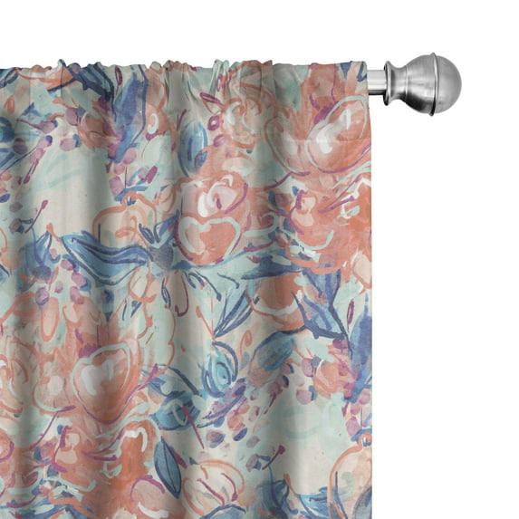 Ambesonne Floral Curtains, Spring Flower Fashion Art, Pair of 28"x63", Pastel Pink Sea Blue