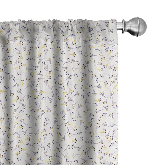Ambesonne Floral Curtains, Spring Flower Pattern Print, Pair of 28"x95", White Pale Lavender