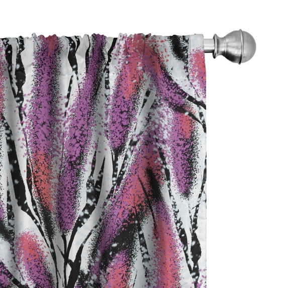 Ambesonne Floral Curtains, Spring Flowers Retro Fashion, Pair of 28"x84", Fuchsia Violet and White