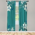 thumbnail image 1 of Ambesonne Floral Curtains, Spring Leaves Buds Butterfly, Pair of 28"x63", Dark Seafoam, 1 of 2