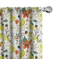 thumbnail image 1 of Ambesonne Floral Curtains, Spring Lemons Leaves, Pair of 28"x84", Red Yellow Forest Green, 1 of 5
