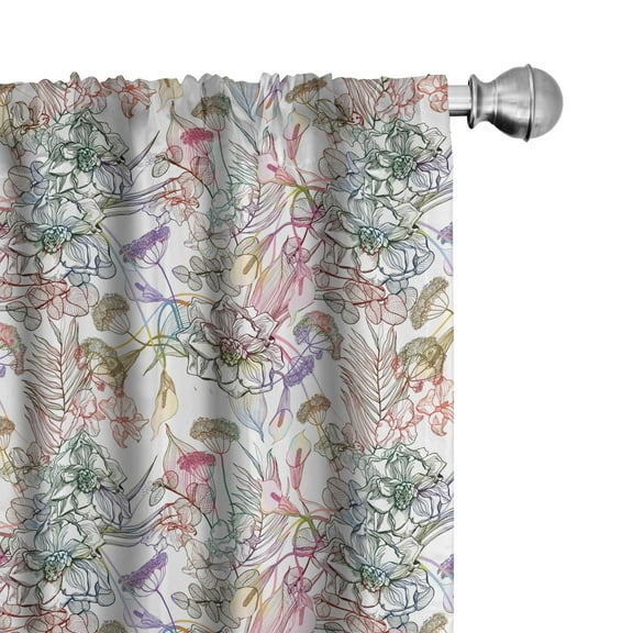 Ambesonne Floral Curtains, Spring Scroll, Pair of 28"x63", Multicolor