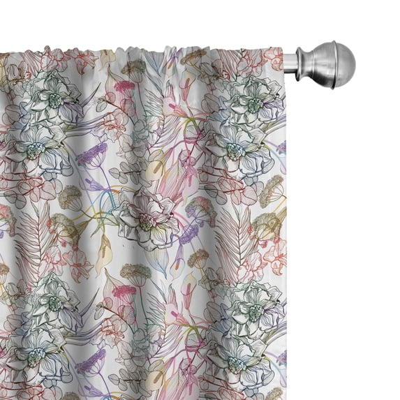 Ambesonne Floral Curtains, Spring Scroll, Pair of 28"x84", Multicolor