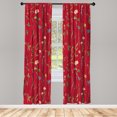 thumbnail image 1 of Ambesonne Floral Curtains, Spring Season Botany Artwork, Pair of 28"x95", Dark Coral, 1 of 2