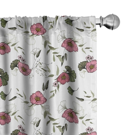 Ambesonne Floral Curtains, Spring Sketch Flower Print, Pair of 28"x95", White Dried Rose