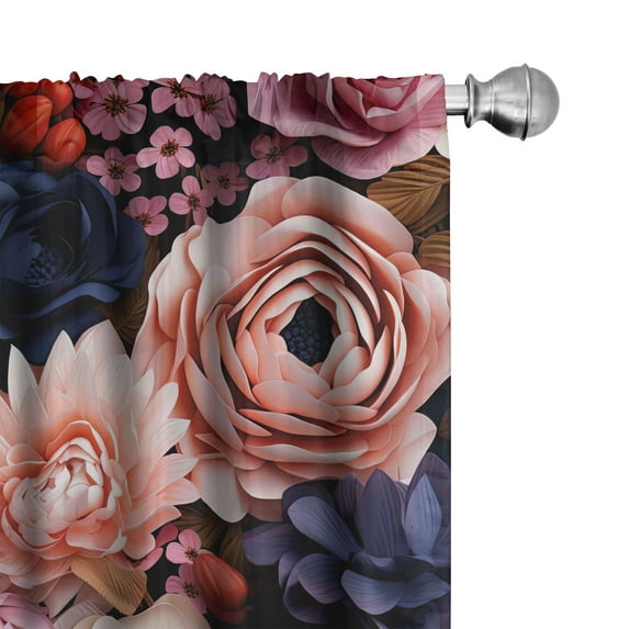 Ambesonne Floral Curtains, Top View Garden Flowers Art, Pair of 28"x63", Blush Dark Lavender