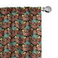 thumbnail image 1 of Ambesonne Floral Curtains, Traditional Flower Artwork, Pair of 28"x63", Charcoal Grey and Scarlet, 1 of 5
