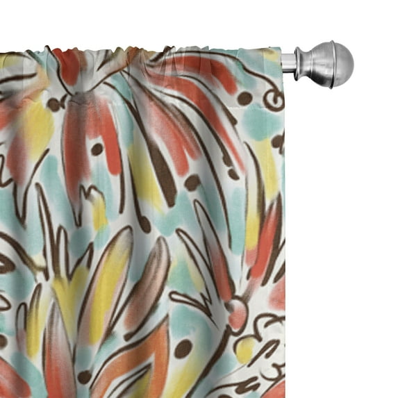 Ambesonne Floral Curtains, Tropical Flowers Dots Plot, Pair of 28"x84", Earth Yellow and Seafoam