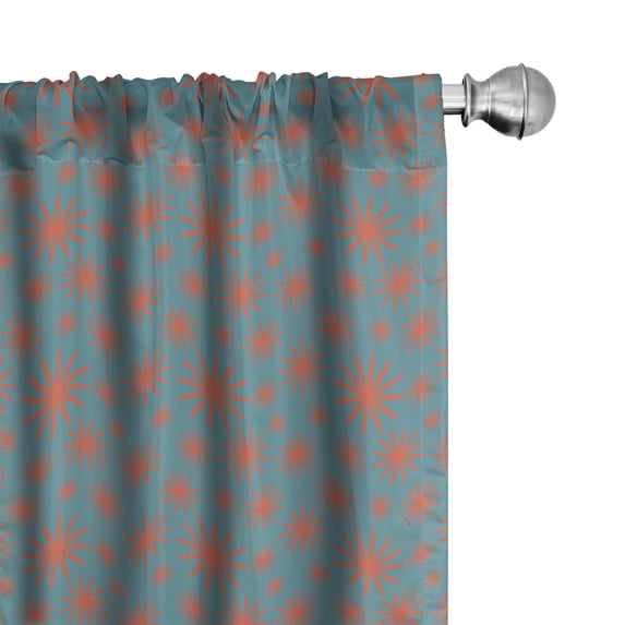 Ambesonne Floral Curtains, Vintage 50s Inspired, Pair of 28"x63", Petrol Blue Dark Coral