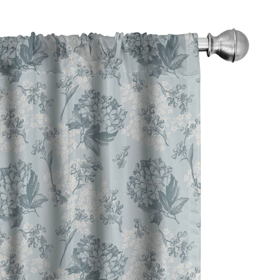 Ambesonne Floral Curtains, Vintage Romantic Plants, Pair of 28"x84", Pale Blue Grey