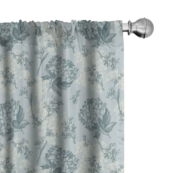 Ambesonne Floral Curtains, Vintage Romantic Plants, Pair of 28"x95", Pale Blue Grey