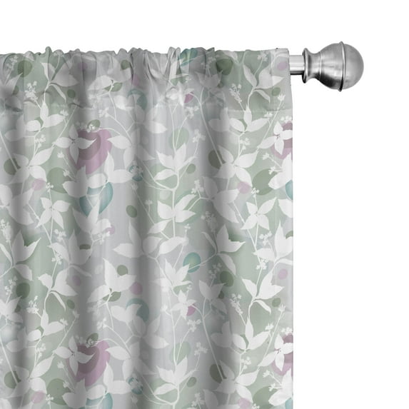 Ambesonne Floral Curtains, Vintage Seamless Pattern, Pair of 28"x84", White and Reseda Green