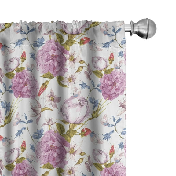 Ambesonne Floral Curtains, Vintage Spring Scenery, Pair of 28"x63", Multicolor