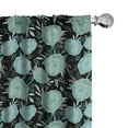 thumbnail image 1 of Ambesonne Floral Curtains, Vintage Style Budding Roses, Pair of 28"x95", Charcoal Grey Pale Teal, 1 of 5